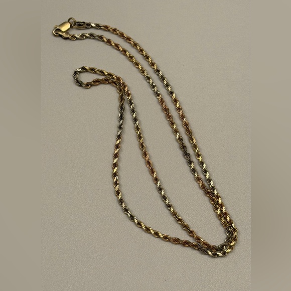 22 Inch 14k Tri-Color 3mm Rope Chain Necklace - Picture 5 of 16